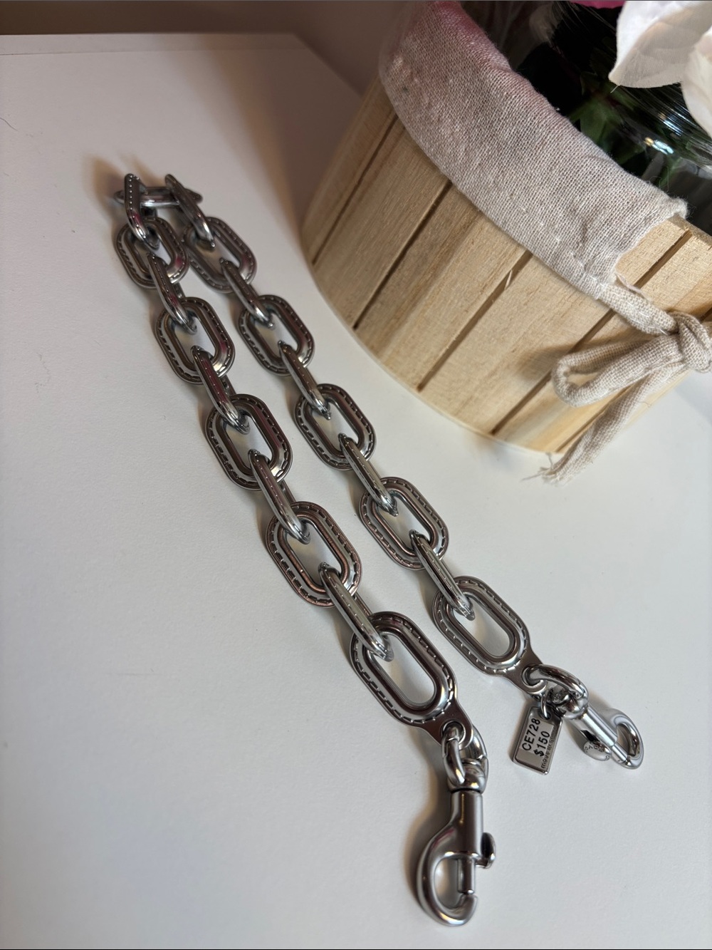 Coach Silver Chain Link Handbag Strap ce728